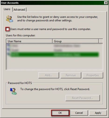 Windows 7 User Account Settings